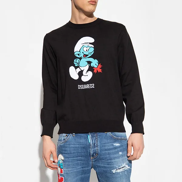 Áo Len Nam Dsquared2 Black The Smurfs S78HA0041 Màu Đen Size S