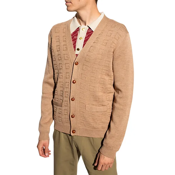 Áo Len Nam Gucci Beige Cardigan With Buttons 662152 XKBYD-2602 Màu Be