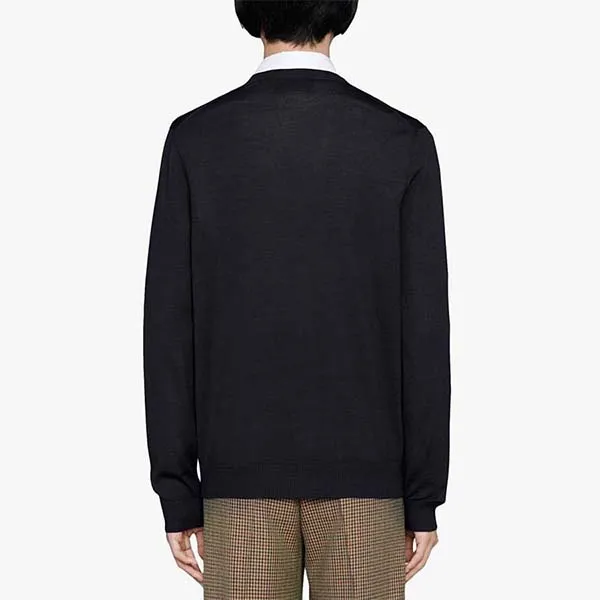 Áo Len Nam Gucci Jacquard-Motif V-Neck Jumper Màu Xanh Navy Size XS - Thời trang - Vua Hàng Hiệu
