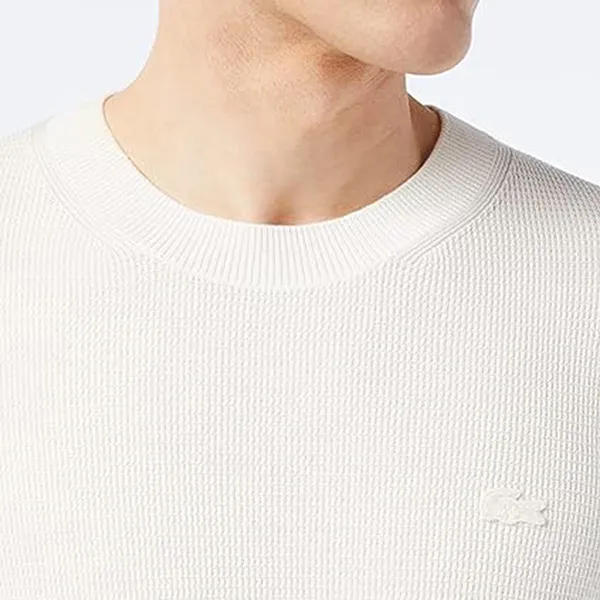 Áo Len Nam Lacoste Waffle Light Roundneck AH1667 Màu Trắng - Thời trang - Vua Hàng Hiệu