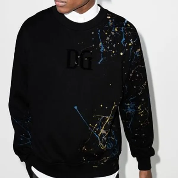 Áo Nỉ Nam Dolce & Gabbana D&G Paint Splatter Logo Sweatshirt G9QL1TG7XPQ Màu Đen Họa Tiết