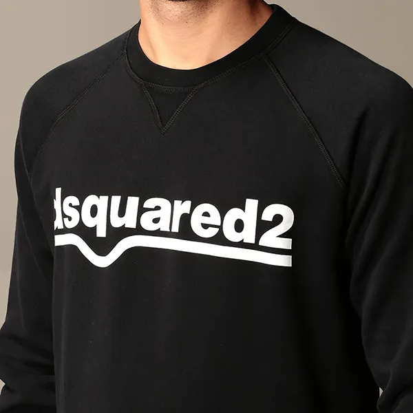 Áo Nỉ Nam Dsquared2 Classic Raglan Fit Logo Black Sweatshirt S74GU0460 S25030 900 Màu Đen