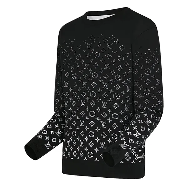 Áo Nỉ Nam Louis Vuitton LV Monogram Degradé Crewneck Black White 1A8FM2 Màu Đen Họa Tiết