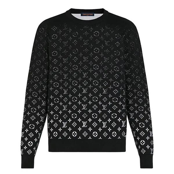 Áo Nỉ Nam Louis Vuitton LV Monogram Degradé Crewneck Black White 1A8FM2 Màu Đen Họa Tiết