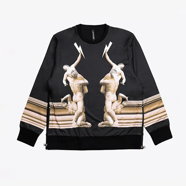 Áo Nỉ Nam Neil Barrett Printed Sweatshirt Màu Đen Họa Tiết - Thời trang - Vua Hàng Hiệu