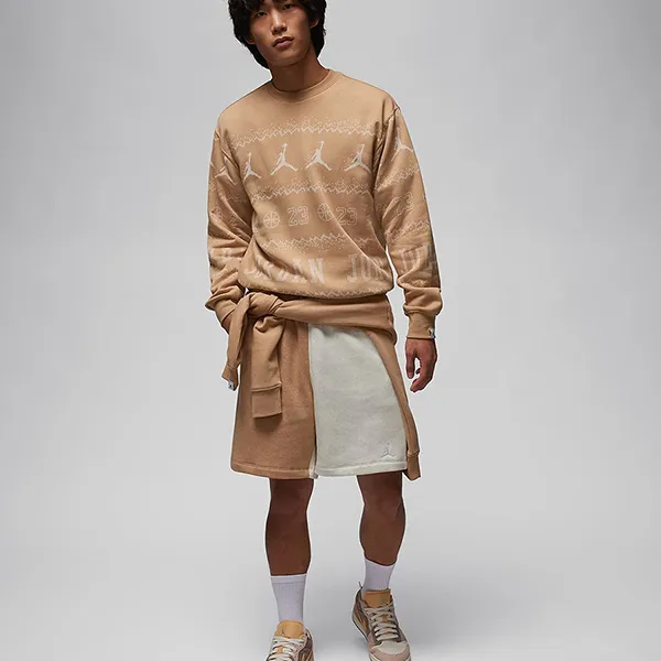 Áo Nỉ Nam Nike Jordan Essentials Holiday Men's Fleece Crew FD7464-200 Màu Be Đậm Size S - Thời trang - Vua Hàng Hiệu