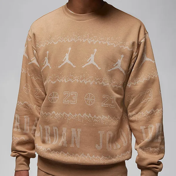 Áo Nỉ Nam Nike Jordan Essentials Holiday Men's Fleece Crew FD7464-200 Màu Be Đậm Size S - Thời trang - Vua Hàng Hiệu