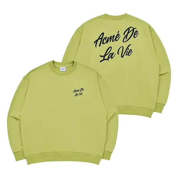 Áo Nỉ Sweater Acmé De La Vie ADLV Script Logo Printing Sweat Shirt Lime Màu Xanh Bơ