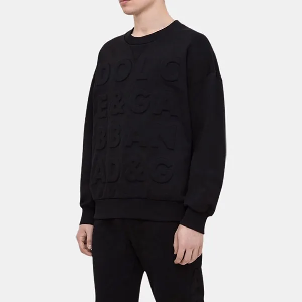 Áo Nỉ Nam Sweater Dolce & Gabbana D&G Black Sweatshirt With Logo G9QI2TG7TOO Màu Đen Size XS