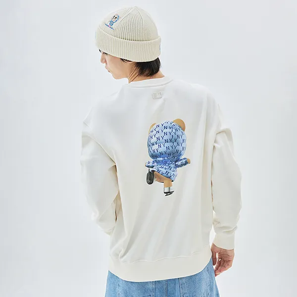 Áo Nỉ Sweater MLB Mega Bear chải lông New York Yankees 3AMTE0236-50C Màu Trắng Kem Size S - Thời trang - Vua Hàng Hiệu