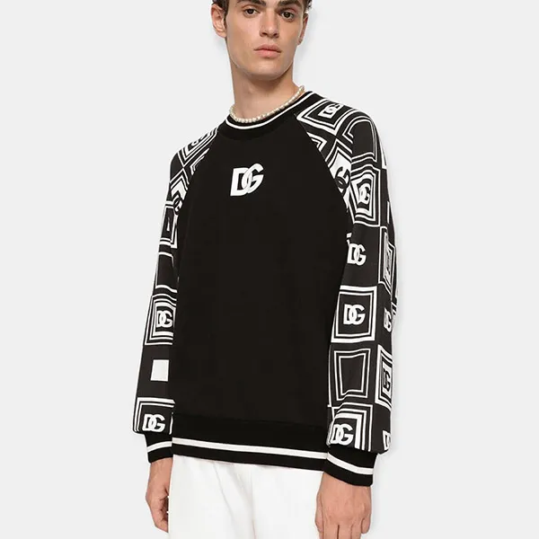 Áo Nỉ Sweater Nam Dolce & Gabbana D&G Jersey Raglan Sweatshirt G9SY5TG7I6W Màu Đen Size 46