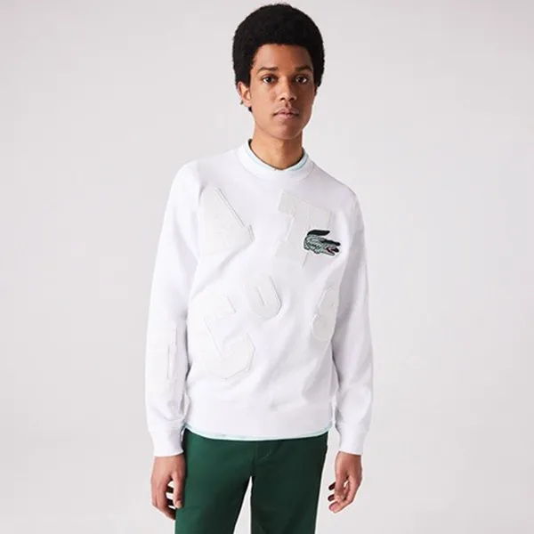 Áo Nỉ Sweater Nam Lacoste Heritage Crewneck Fleece SH2070L Màu Trắng - Thời trang - Vua Hàng Hiệu