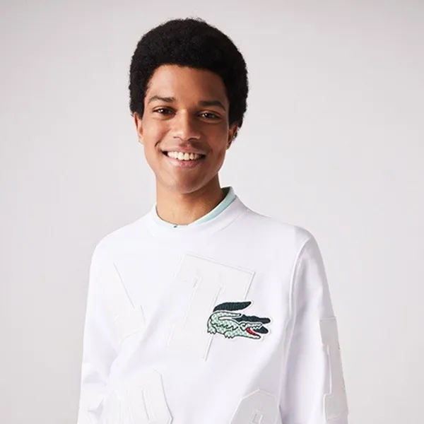 Áo Nỉ Sweater Nam Lacoste Heritage Crewneck Fleece SH2070L Màu Trắng - Thời trang - Vua Hàng Hiệu