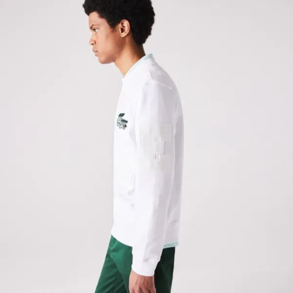 Áo Nỉ Sweater Nam Lacoste Heritage Crewneck Fleece SH2070L Màu Trắng - Thời trang - Vua Hàng Hiệu