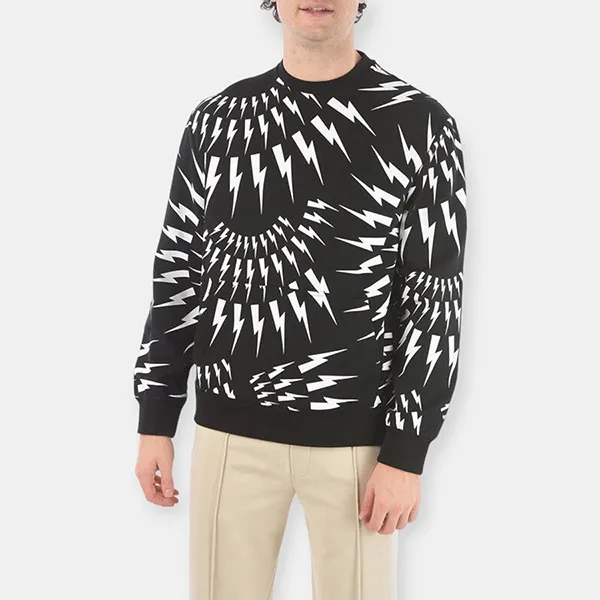 Áo Nỉ Sweater Nam Neil Barrett Crazy Bolts Crewneck In Black BJS040SS505S524 Màu Đen Size S - Thời trang - Vua Hàng Hiệu
