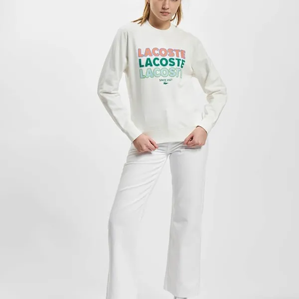 Áo Nỉ Sweater Nữ Lacoste Roze Màu Trắng