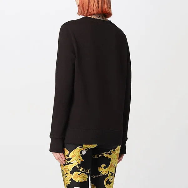Áo Nỉ Sweater Nữ Versace Jeans Couture Black With Logo Printed 75HAIF07 CF01F G89 Màu Đen