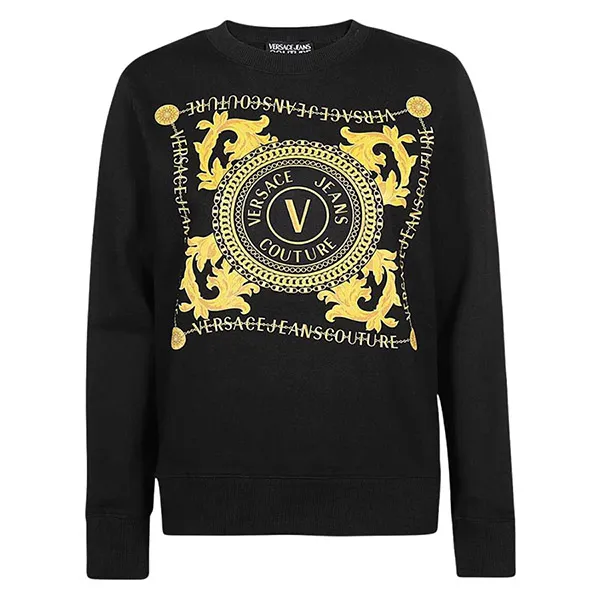 Áo Nỉ Sweater Nữ Versace Jeans Couture Black With Logo Printed 75HAIF07 CF01F G89 Màu Đen