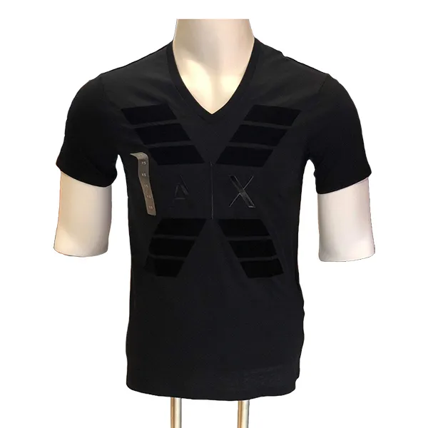 Áo Phông Nam Armani Exchange Cổ Tim Tshirt 7VZTTB ZJA5Z GD03 Màu Đen Size XS