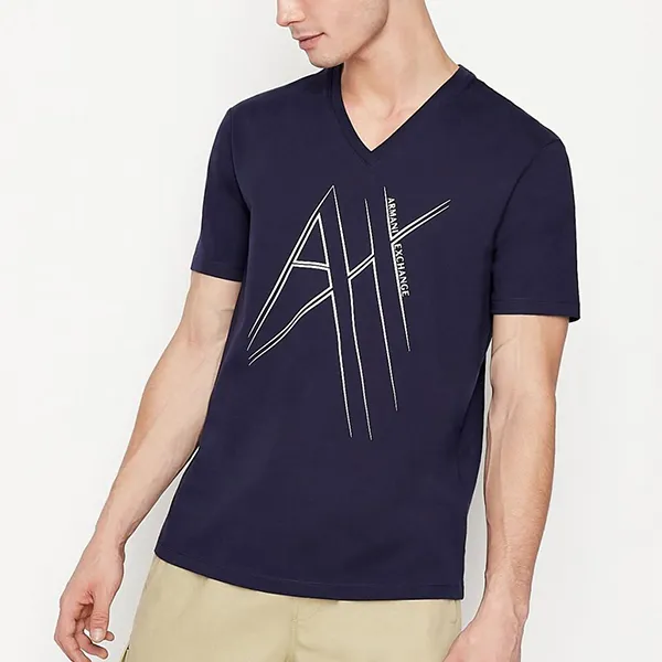 Áo Phông Nam Armani Exchange Highlighter Regular Fit Cổ Tim Tshirt 6KZTHG ZJBVZ GC03 Màu Xanh Đen Size XS - Thời trang - Vua Hàng Hiệu