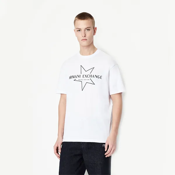 Áo Phông Nam Armani Exchange Organic Jersey Tshirt 3RZTLC ZJ8EZ GC03 Màu Trắng Size XS