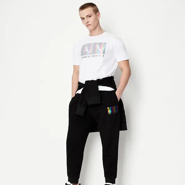 Áo Phông Nam Armani Exchange Pride Capsule Regular Fit Tshirt A/X 3RZTAX ZJ8EZ GD03 Màu Trắng Size M