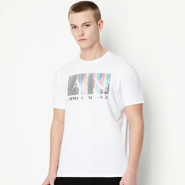 Áo Phông Nam Armani Exchange Pride Capsule Regular Fit Tshirt A/X 3RZTAX ZJ8EZ GD03 Màu Trắng Size M