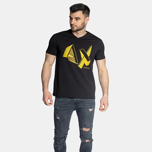 Áo Phông Nam Armani Exchange Tshirt Cổ Tim 3LZTBB ZJ6QZ GC03 Màu Đen Size M