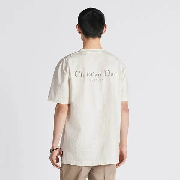 Áo Phông Nam Dior White With Logo Printed Tshirt 343J636A0849_C088 Màu Trắng