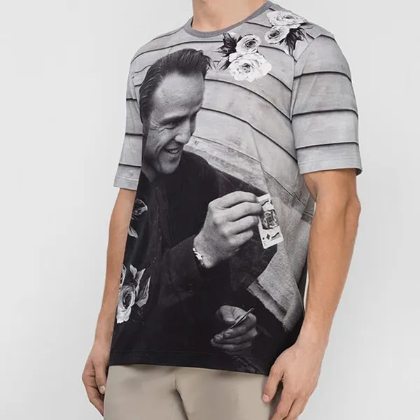 Áo Phông Nam Dolce & Gabbana D&G Charcoal T-Shirt G8GW5T Màu Đen Xám Size 44