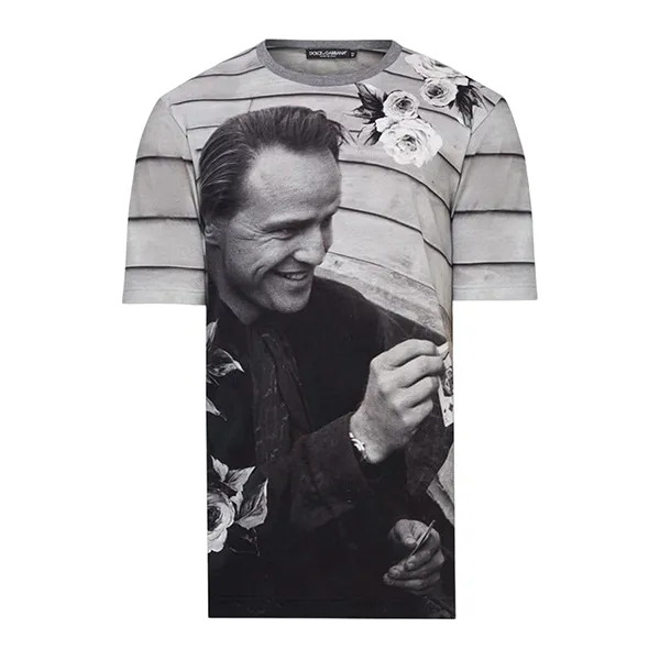 Áo Phông Nam Dolce & Gabbana D&G Charcoal T-Shirt G8GW5T Màu Đen Xám Size 44