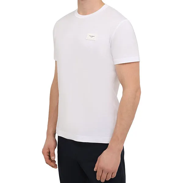 Áo Phông Nam Dolce & Gabbana D&G Logo Embroidered In White Tshirt G8KJ9T Màu Trắng Size 44