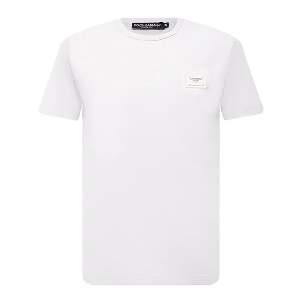 Áo Phông Nam Dolce & Gabbana D&G Logo Embroidered In White Tshirt G8KJ9T Màu Trắng Size 44