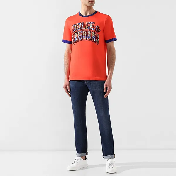 Áo Phông Nam Dolce & Gabbana D&G Logo Print Cotton TShirt Màu Cam Size 44 - Thời trang - Vua Hàng Hiệu
