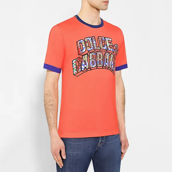 Áo Phông Nam Dolce & Gabbana D&G Logo Print Cotton TShirt Màu Cam Size 44 - Thời trang - Vua Hàng Hiệu