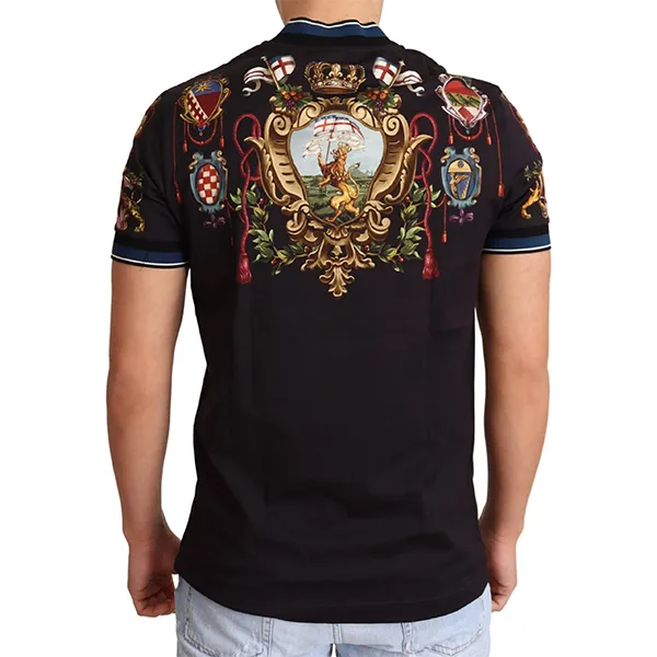 Áo Phông Nam Dolce & Gabbana D&G Royal Coat Of Arms Crown Print Black Tshirt G8KL8T Màu Đen Họa Tiết Size 48