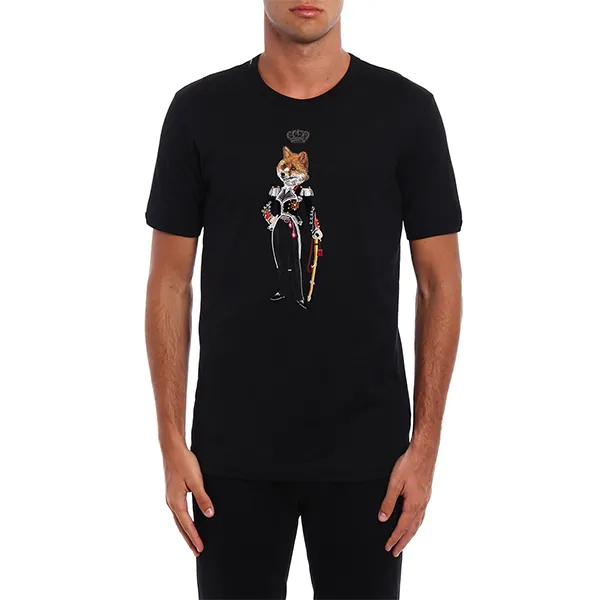 Áo Phông Nam Dolce & Gabbana D&G Black Royal Fox Tshirt G8HI7Z Màu Đen Size 46 - Thời trang - Vua Hàng Hiệu