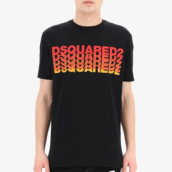 Áo Phông Nam Dsquared2 Black Logo Red TShirt S74GD0814 Màu Đen Size XS