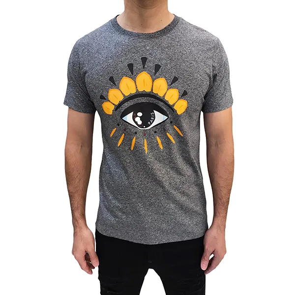 Áo Phông Nam Kenzo Grey Eye Print Cotton Short Sleeve Round Neck 4YC98 TShirt Màu Xám Size S