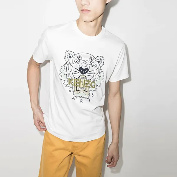 Áo Phông Nam Kenzo Tiger Classic TShirt 4YL1B Màu Trắng Size L