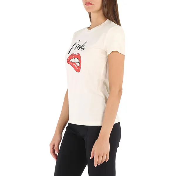 Áo Phông Nữ Pinko Kiss T-shirt Màu Trắng Kem Size L