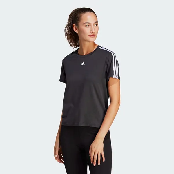 Áo Phông Thể Thao Nữ Adidas Train Essentials Aeroready 3-Stripes Tshirt IC5039 Màu Đen Size XS