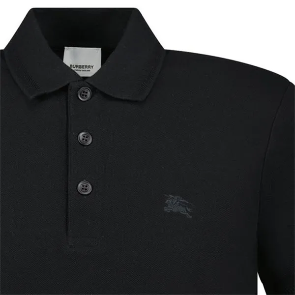 Áo Polo Dài Tay Nam Burberry Long Sleeve Eddie Check 8075485 Màu Đen Size L