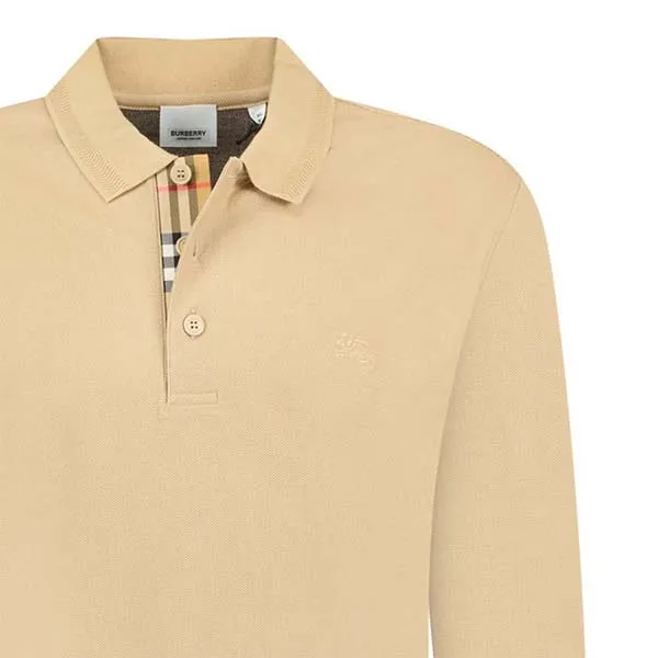 Áo Polo Dài Tay Nam Burberry Long Sleeve Eddie Check 8075486 Màu Be Size S