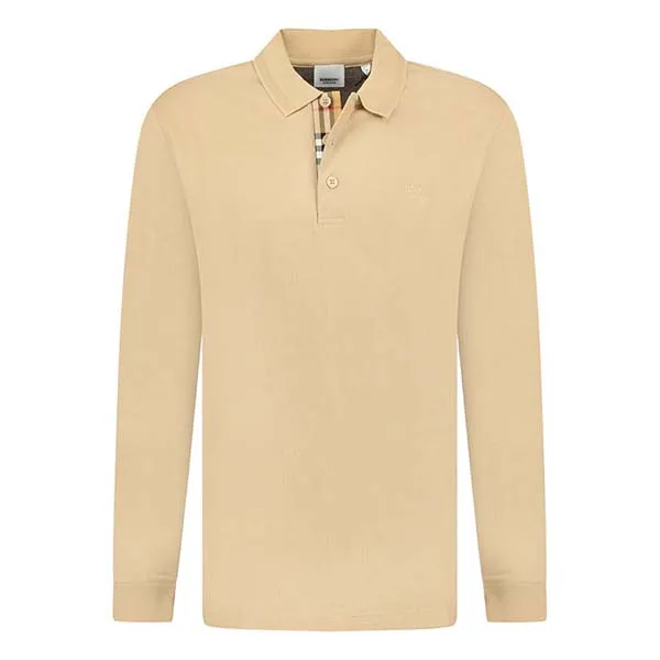 Áo Polo Dài Tay Nam Burberry Long Sleeve Eddie Check 8075486 Màu Be Size S