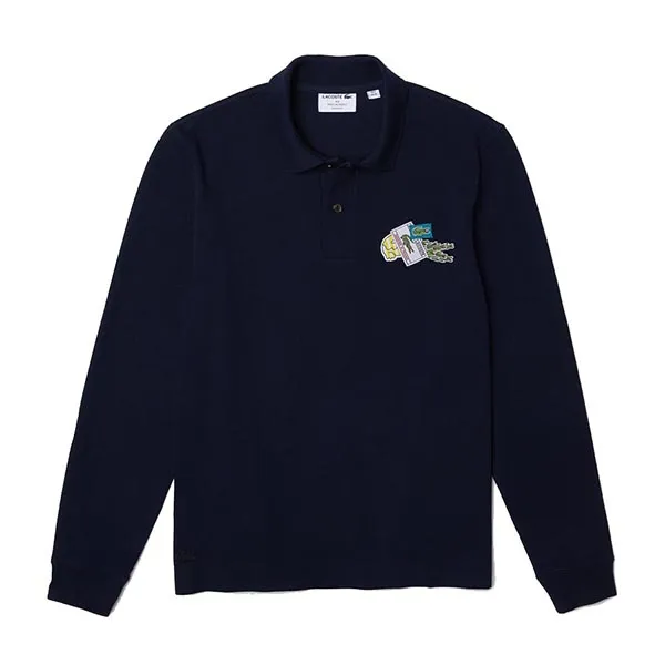 Áo Polo Dài Tay Nam Lacoste Holiday Long Sleeved Crocodile Badge PH1370 166 Màu Xanh Navy Size 2