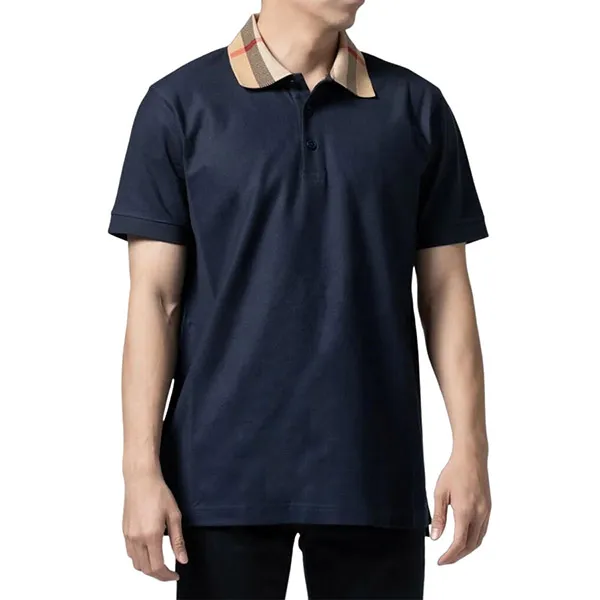 Áo Polo Nam Burberry With Collar Check Camel Printed 8072661 Màu Xanh Navy