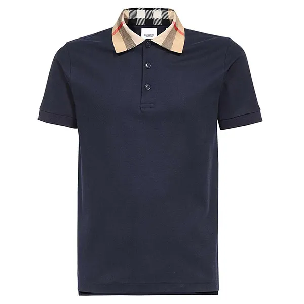 Áo Polo Nam Burberry With Collar Check Camel Printed 8072661 Màu Xanh Navy