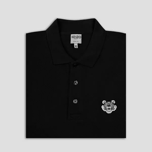 Áo Polo Nam Kenzo Black With Black Tiger Logo Embroidered PF755PO0014BA 99 Màu Đen