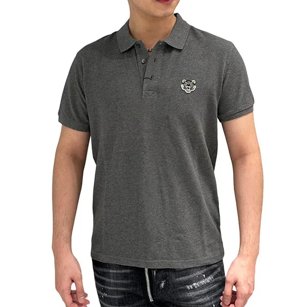 Áo Polo Nam Kenzo Grey With Black Tiger Logo Embroidered PF755PO0014BA 97 Màu Xám